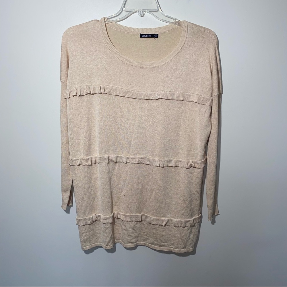 Solutions Ruffle Front Sweater Size XS - Picture 2 of 5